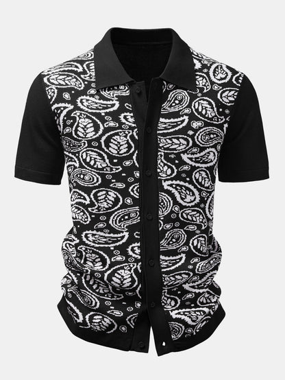 Paisley Knopf-Down Strickhemd & Strickshorts