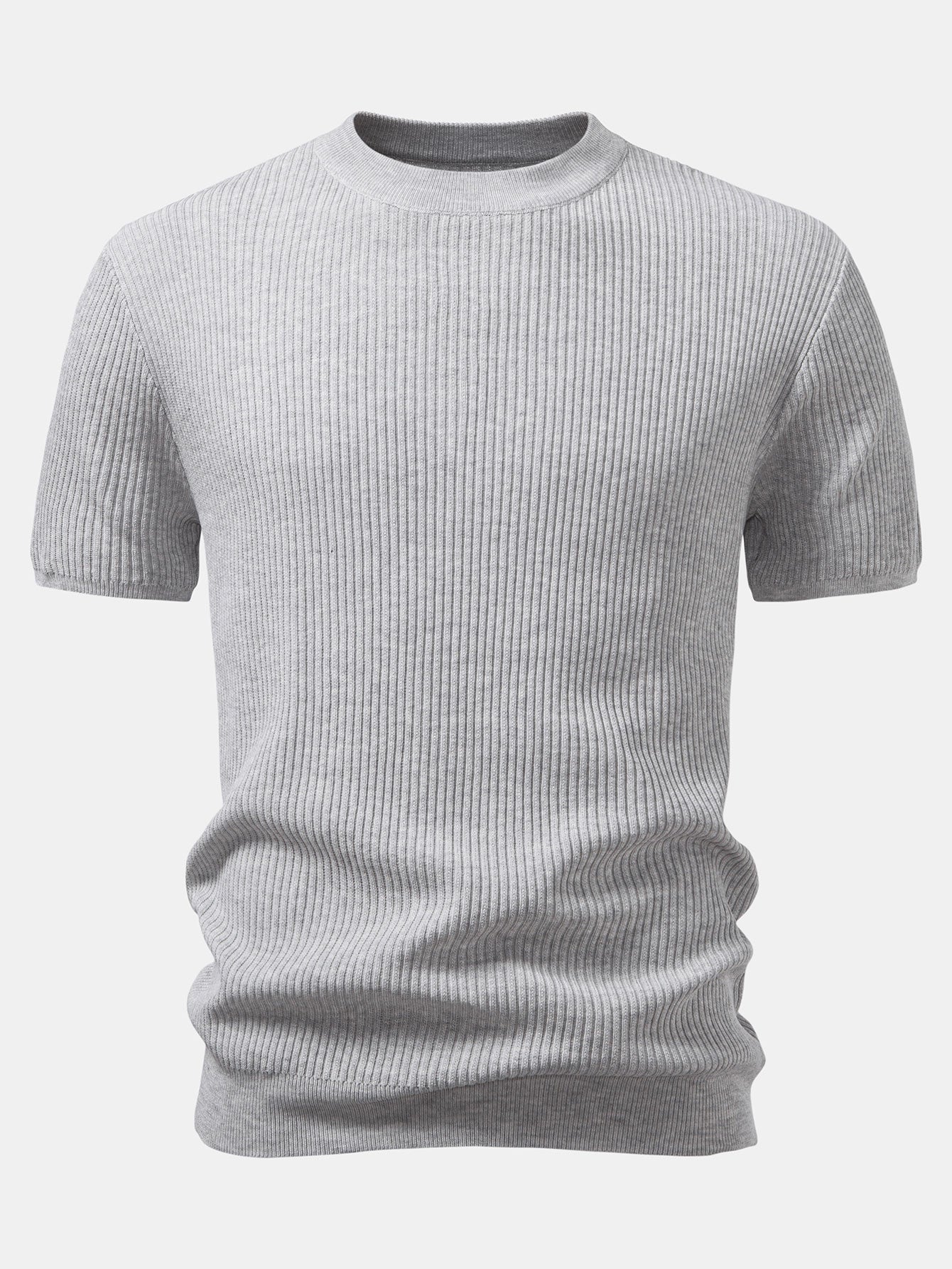 Rippstrick Rundhals T-Shirt