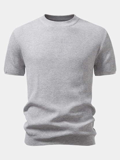 Rippstrick Rundhals T-Shirt