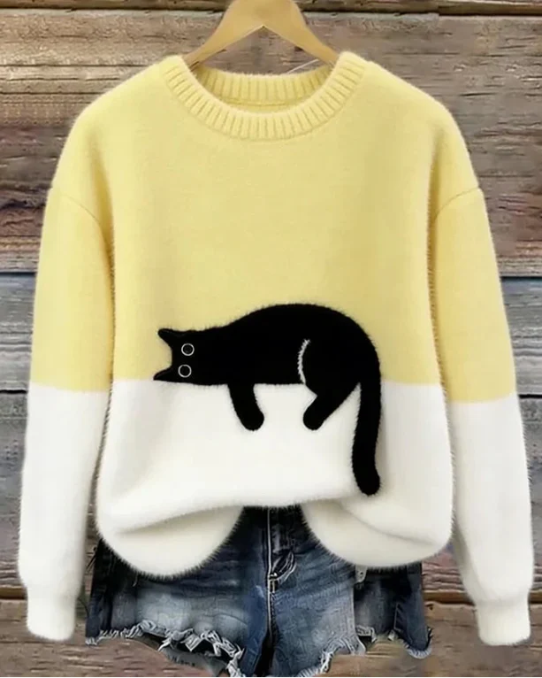 Luna - Damen Pullover mit Katzenmotiv
