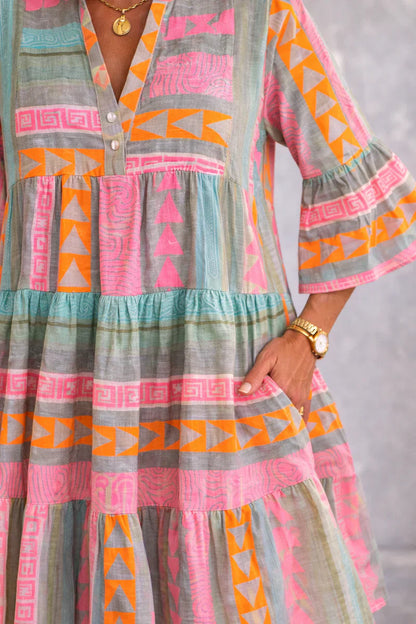 NOVA | Lebhaftes Midi-Kleid mit Luftigem Komfort für das Wochenende