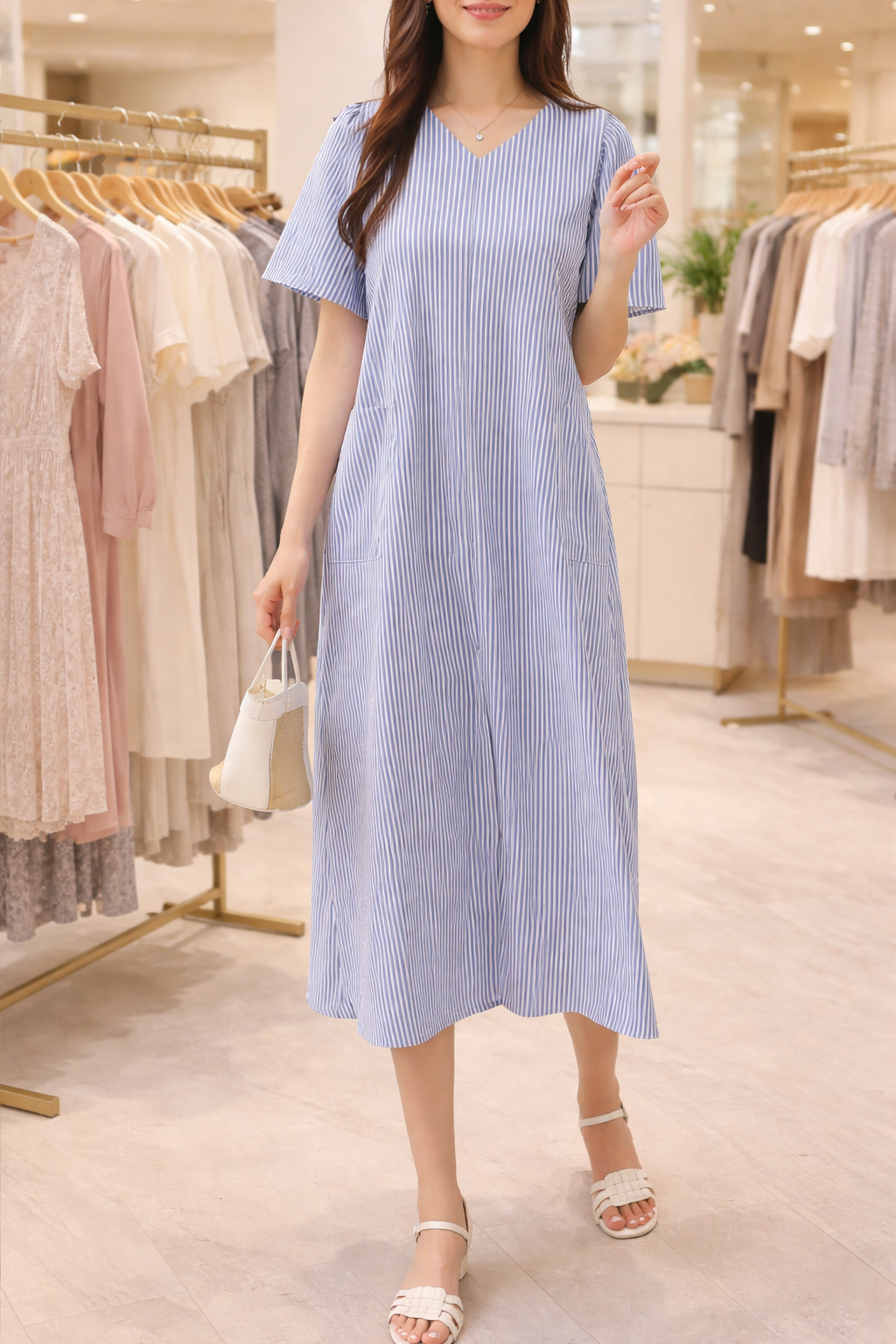 VIVIENNE | Lisa - Gestreifte Midi Kleid