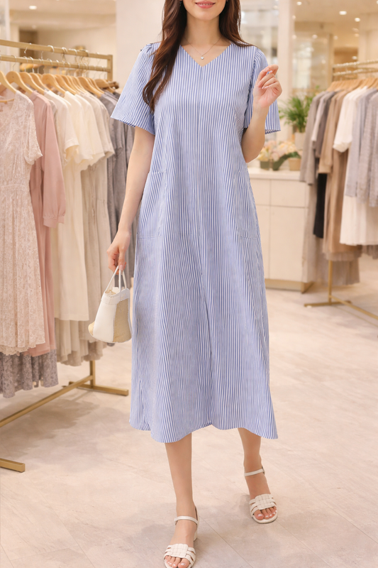 VIVIENNE | Lisa - Gestreifte Midi Kleid