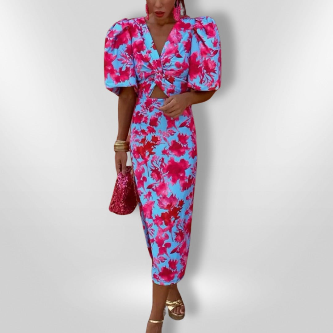 Noor™ - Halblange Kleid mit Puffärmeln