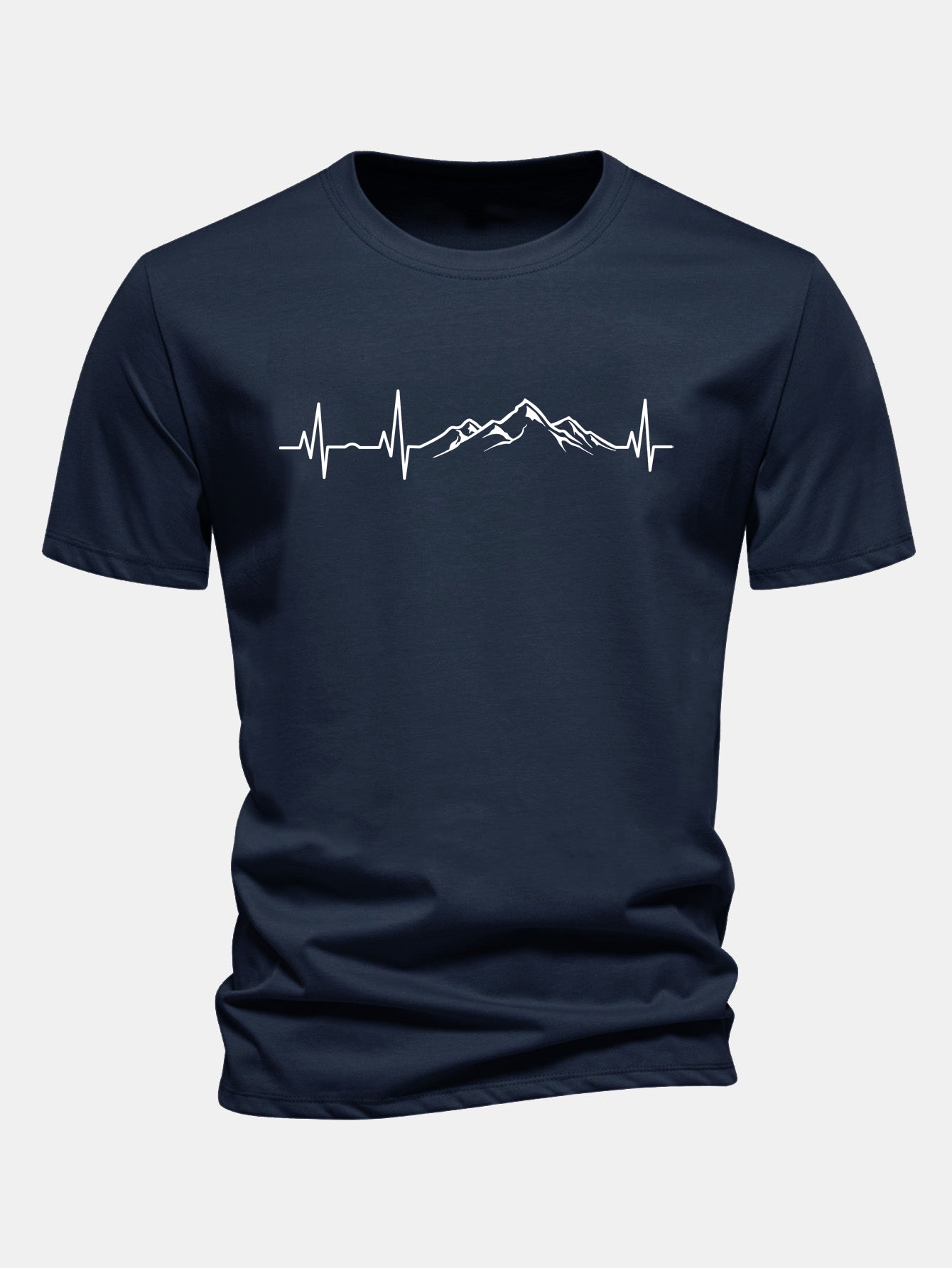 Regulär geschnittenes T-Shirt mit Herzschlag-Mountain-Print aus Baumwolle