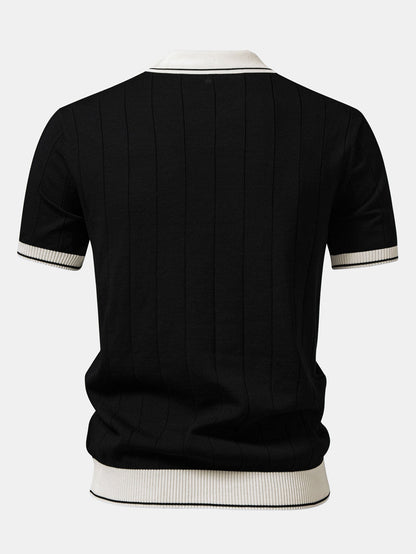 Kontrastbesatz Ribbed Johnny Kragen Strick Polo & Slim Fit Tapered Hose