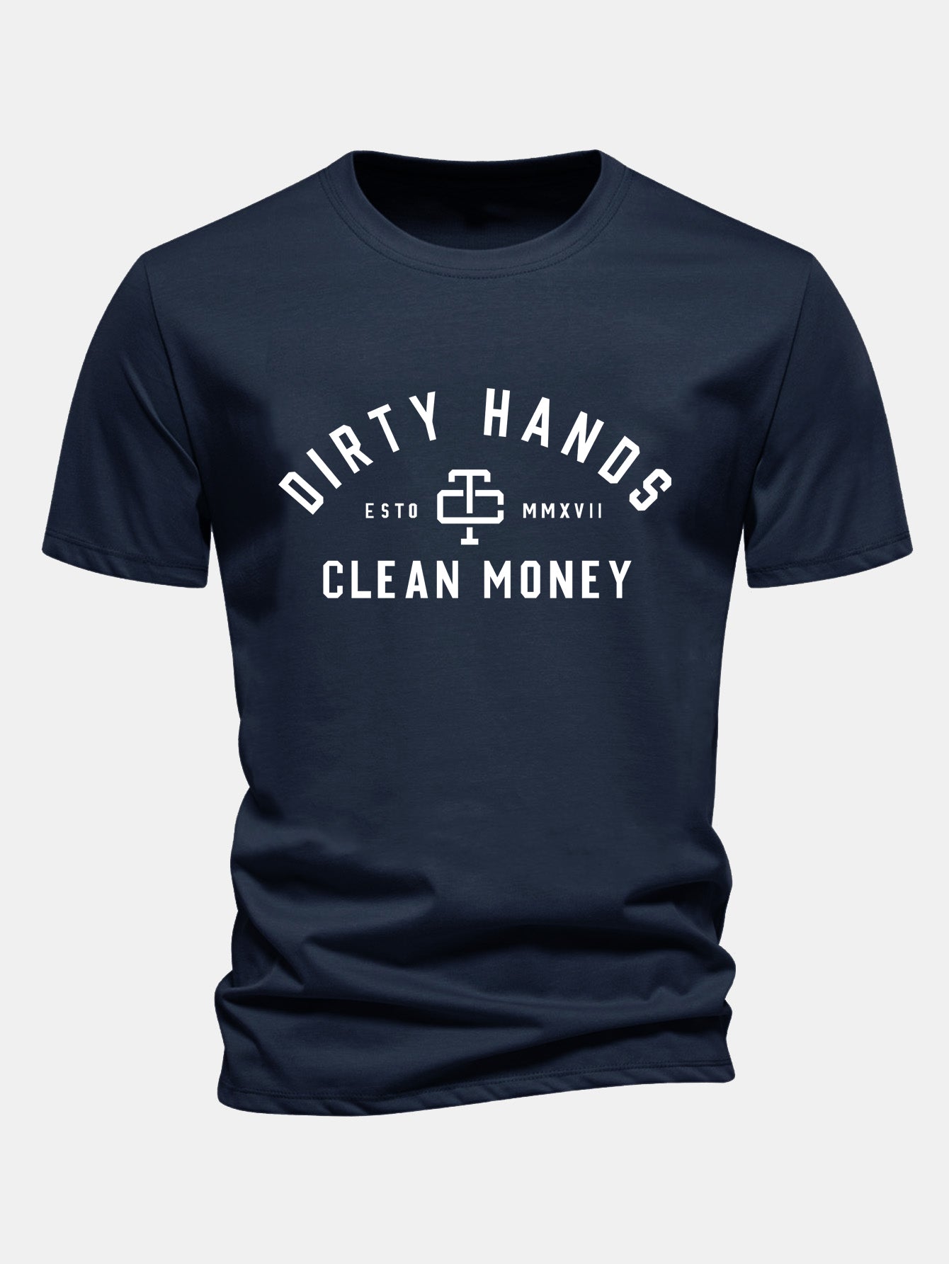Regulär Passform Dirty Hands Clean Money Druck Baumwoll-T-Shirt