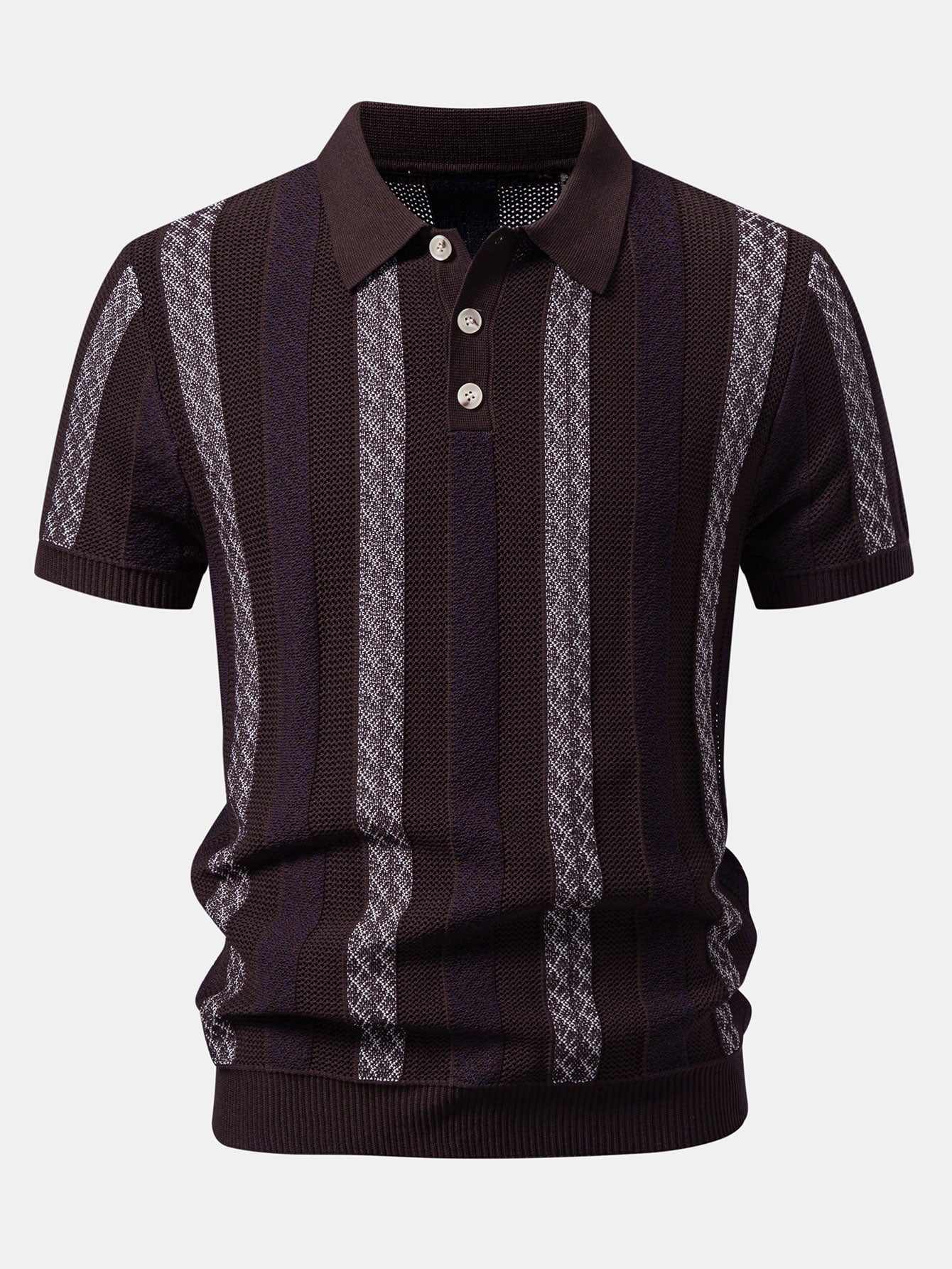 Gestreiftes Texturiertes Strick-Polo & Chino-Shorts mit Elastischem Bund
