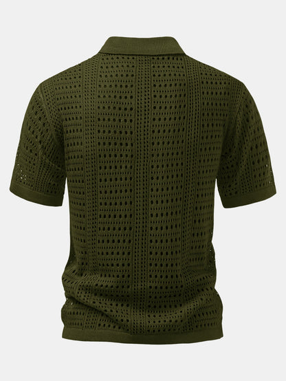 Häkel V-Ausschnitt Polo-Shirt
