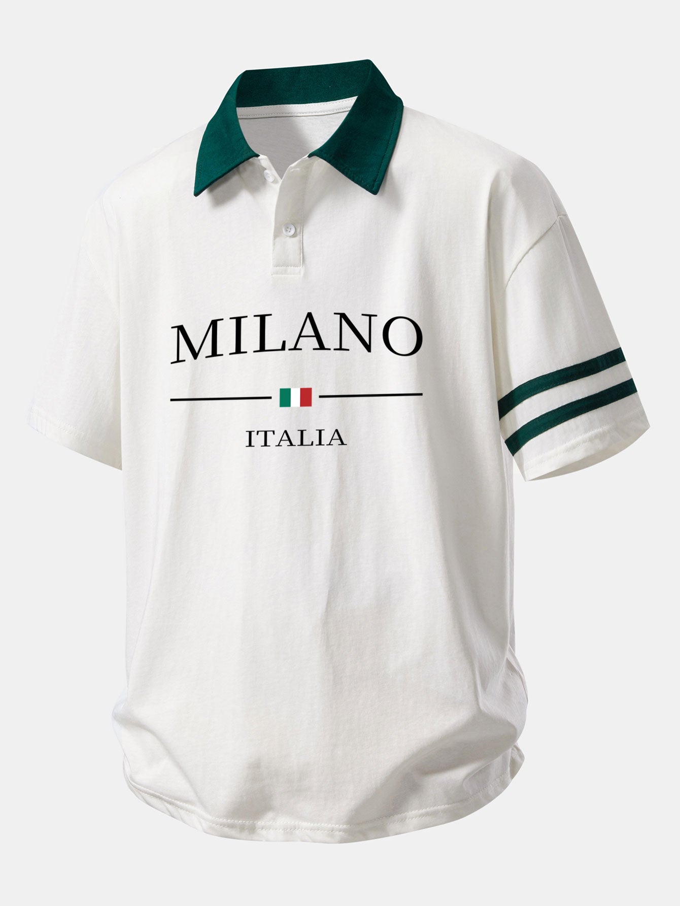Relaxed Fit Milano Print Kontrastkragen Polo-Shirt & Corduroy 7" Shorts