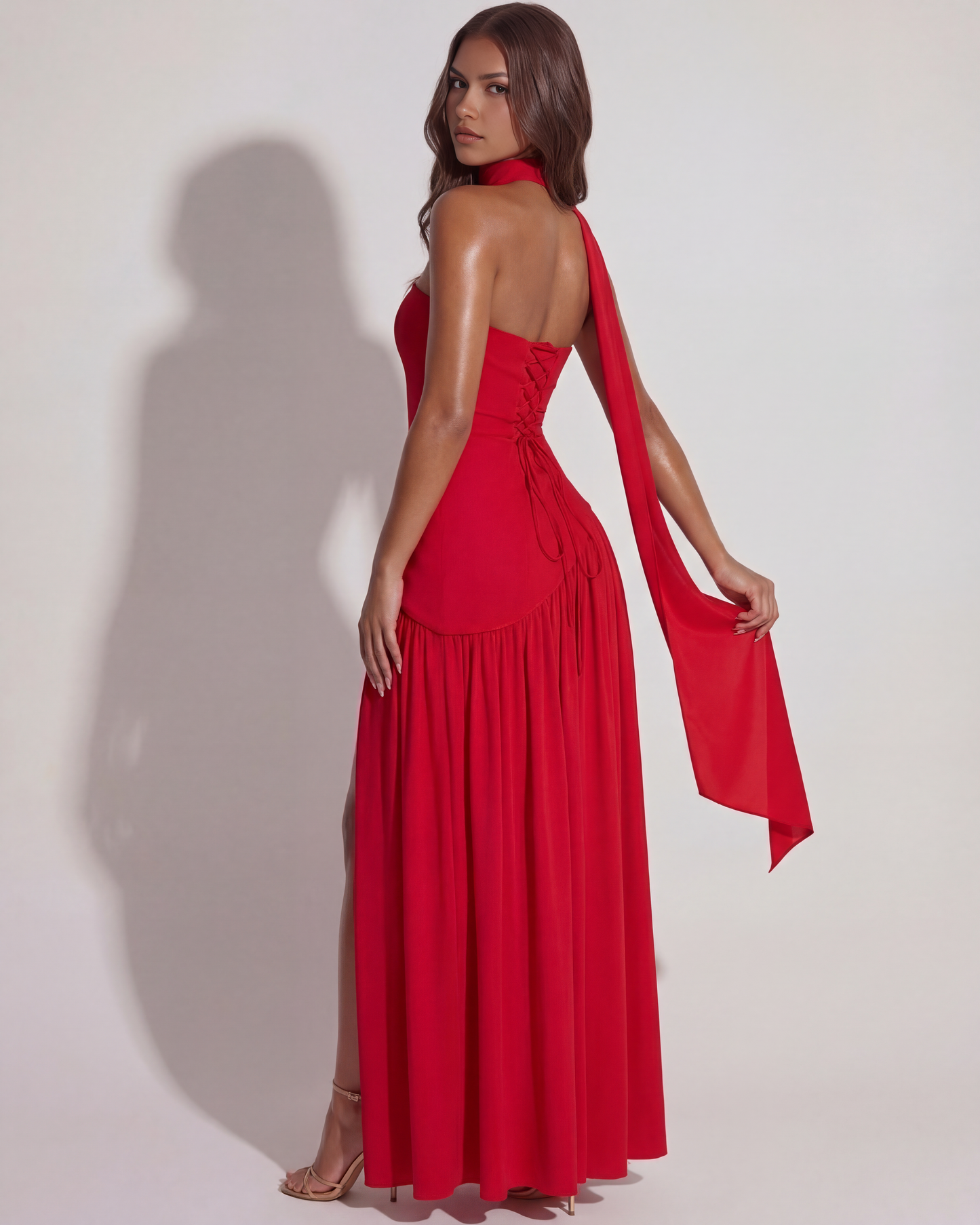 Strapless langes Kleid mit Schlitz