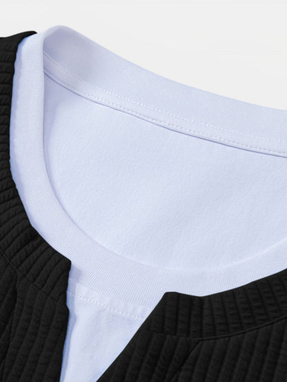 2 in 1 Ripp-Notch-Kragen T-Shirt & gerade Ripp-Hosen