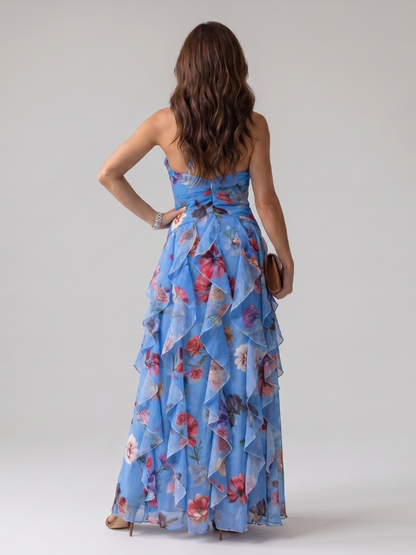 Nori | Halterneck Rüschentop Floral Maxi Kleid