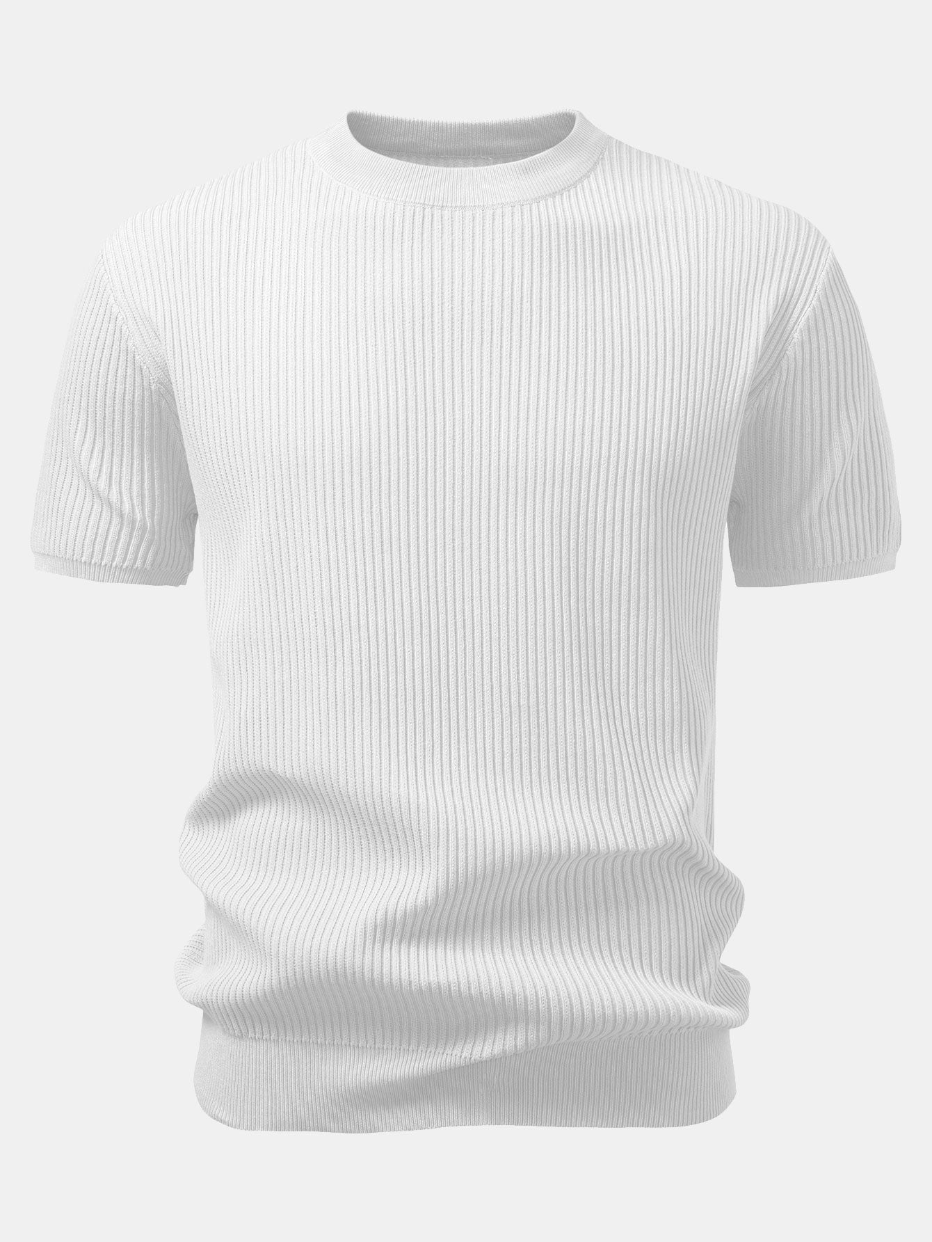 Rippstrick Rundhals T-Shirt