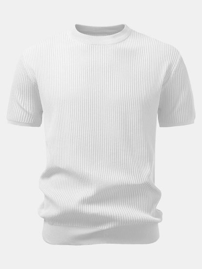 Rippstrick Rundhals T-Shirt