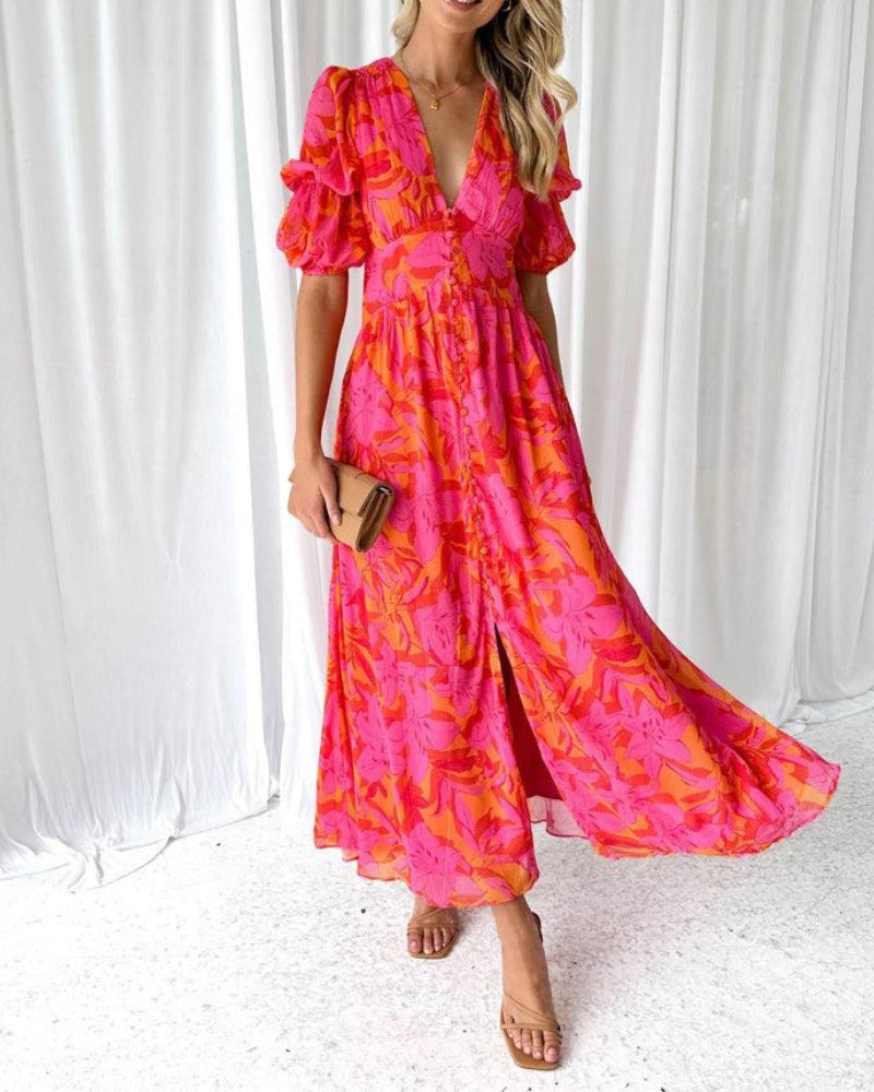 VIVIENNE | Paloma - Maxi Kleid mit Puffärmeln