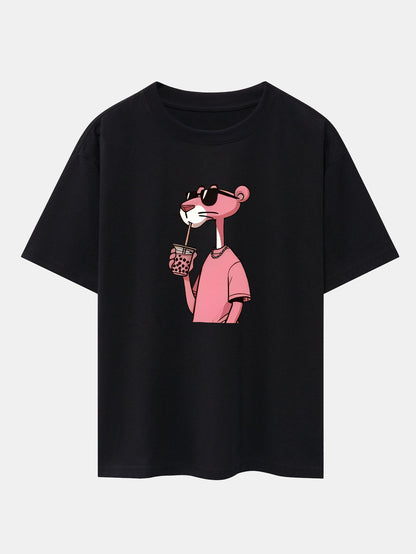 Relaxed Fit Pink Panther Print Baumwoll-T-Shirt & Corduroy 7" Shorts