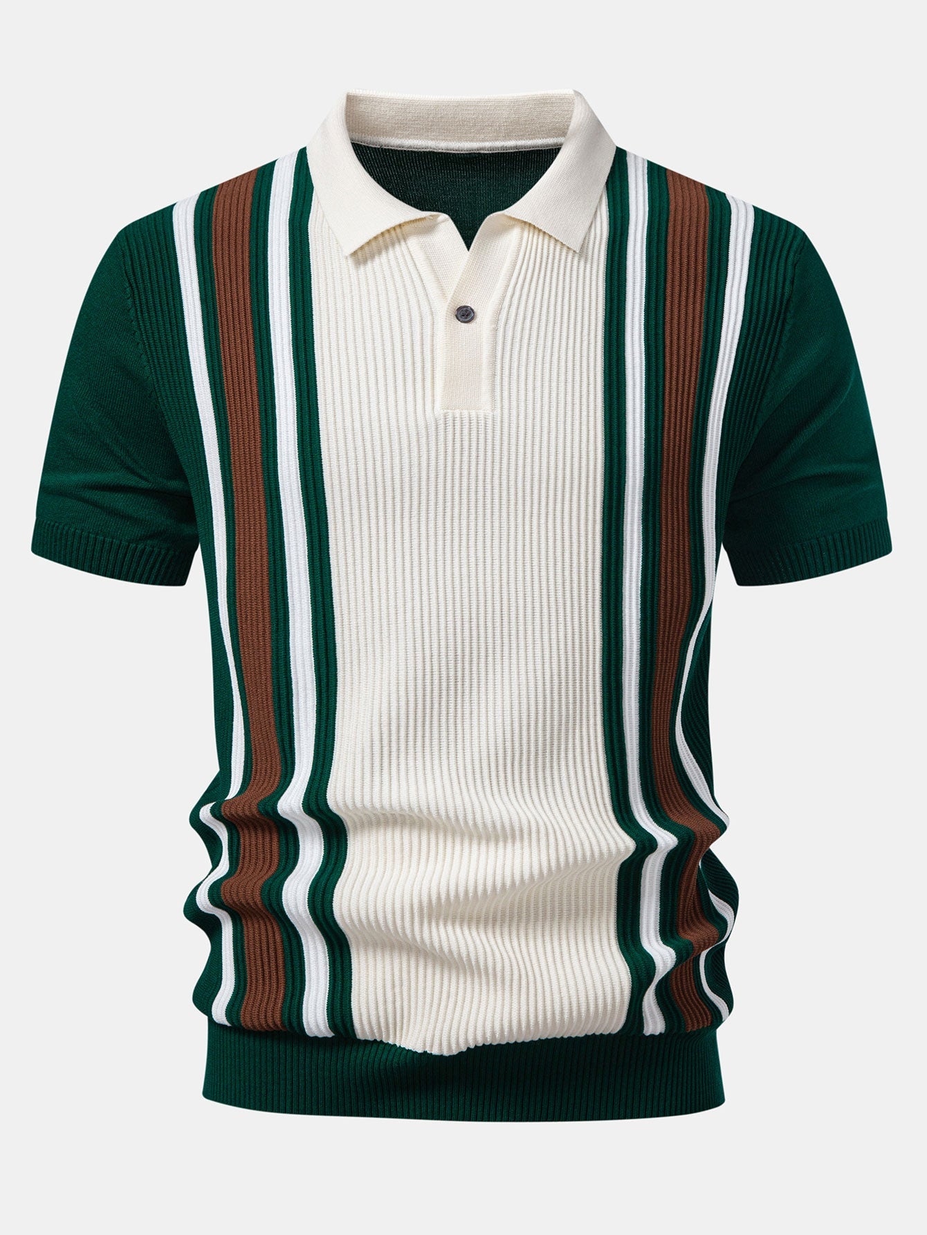 Kontrastgestreiftes Rippstrick-Polo