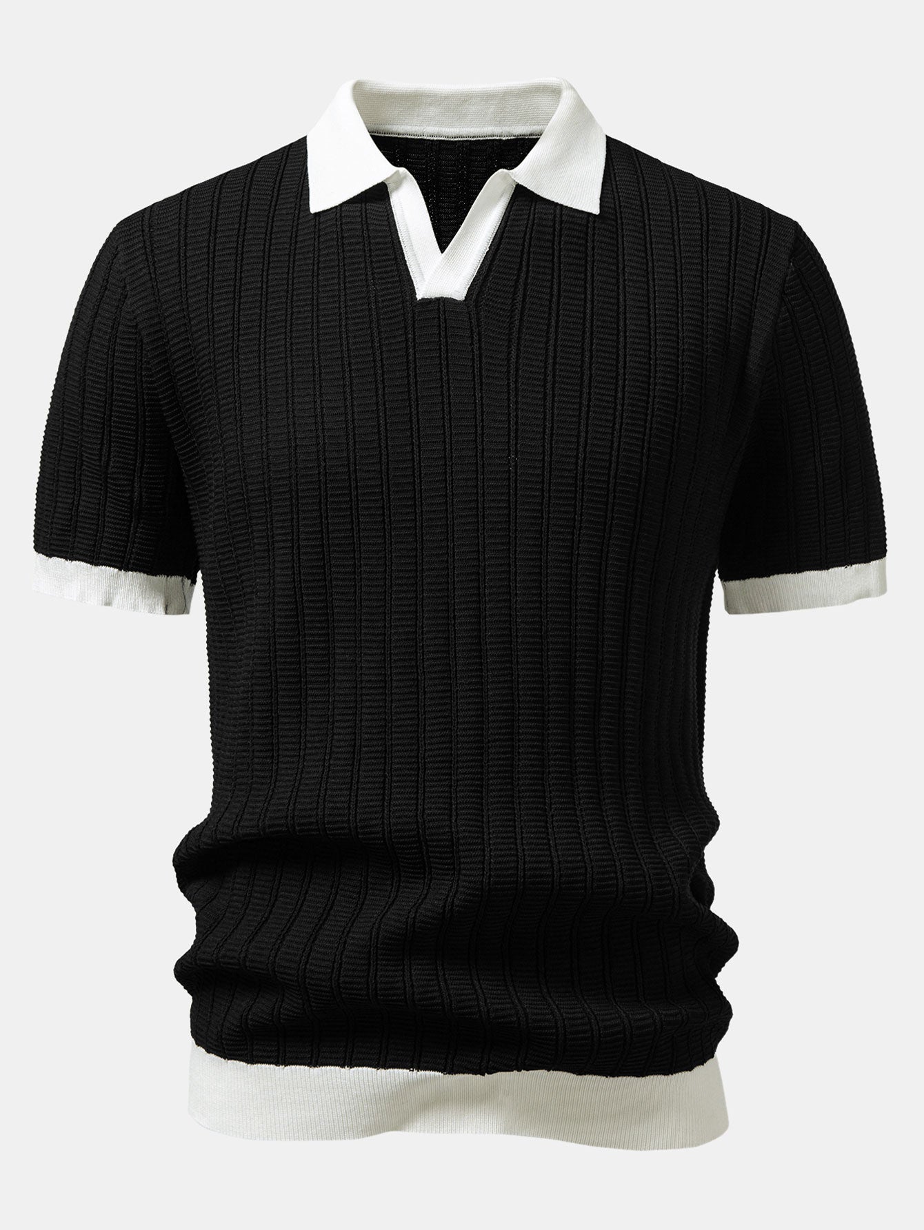Kontrast Texturiertes Johnny-Kragen Polo & Slim Fit Tapered Hose