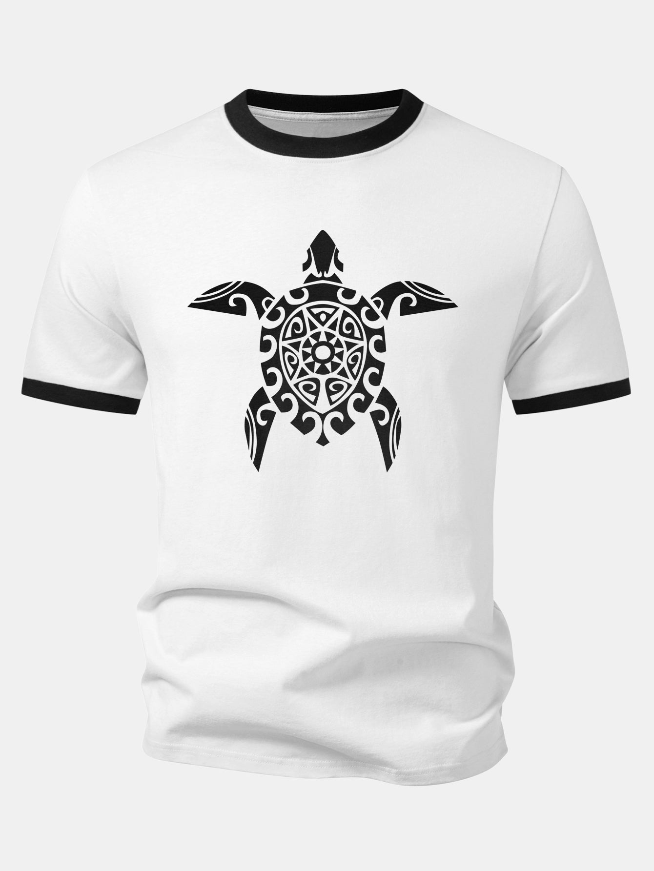 Seekü turtle Print Kontrast Ringer T-Shirt & Corduroy 7" Shorts