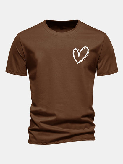 Regulär geschnittenes T-Shirt mit Herzmuster aus Baumwolle
