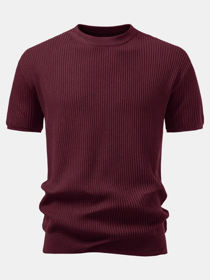 Rippstrick Rundhals T-Shirt