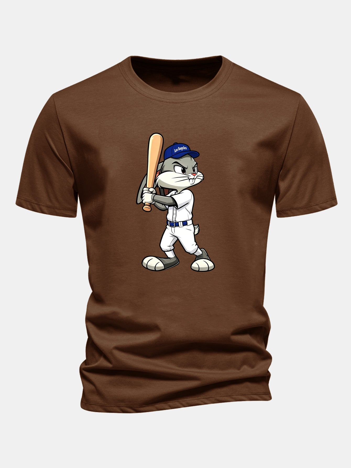Regulär geschnittenes Baseball T-Shirt mit Kaninchenprint aus Baumwolle
