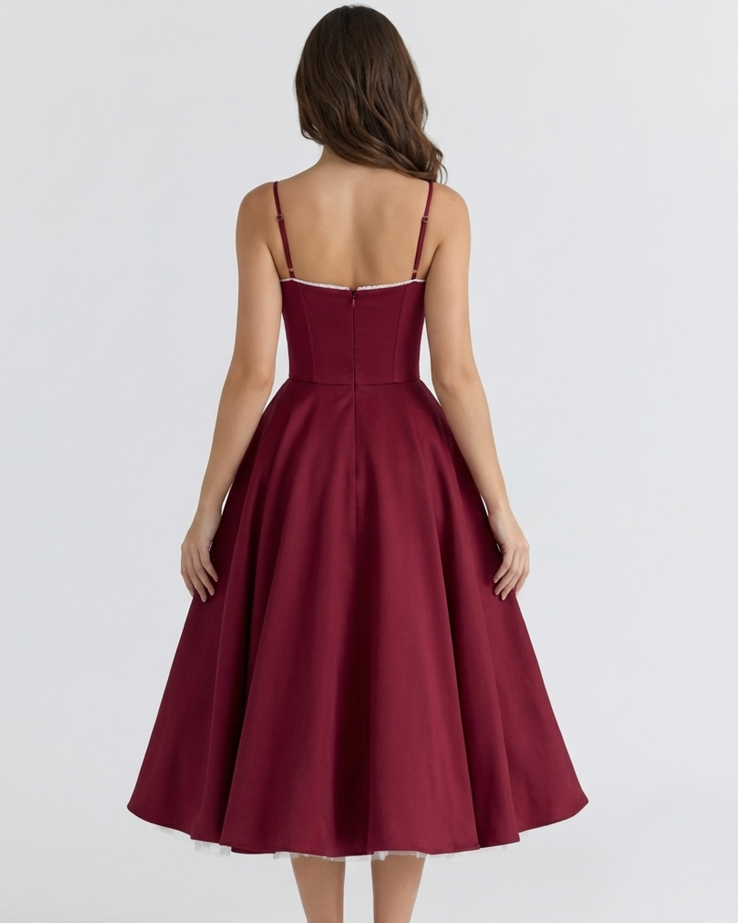 Midi-Kleid mit Korsett und vollem Rock