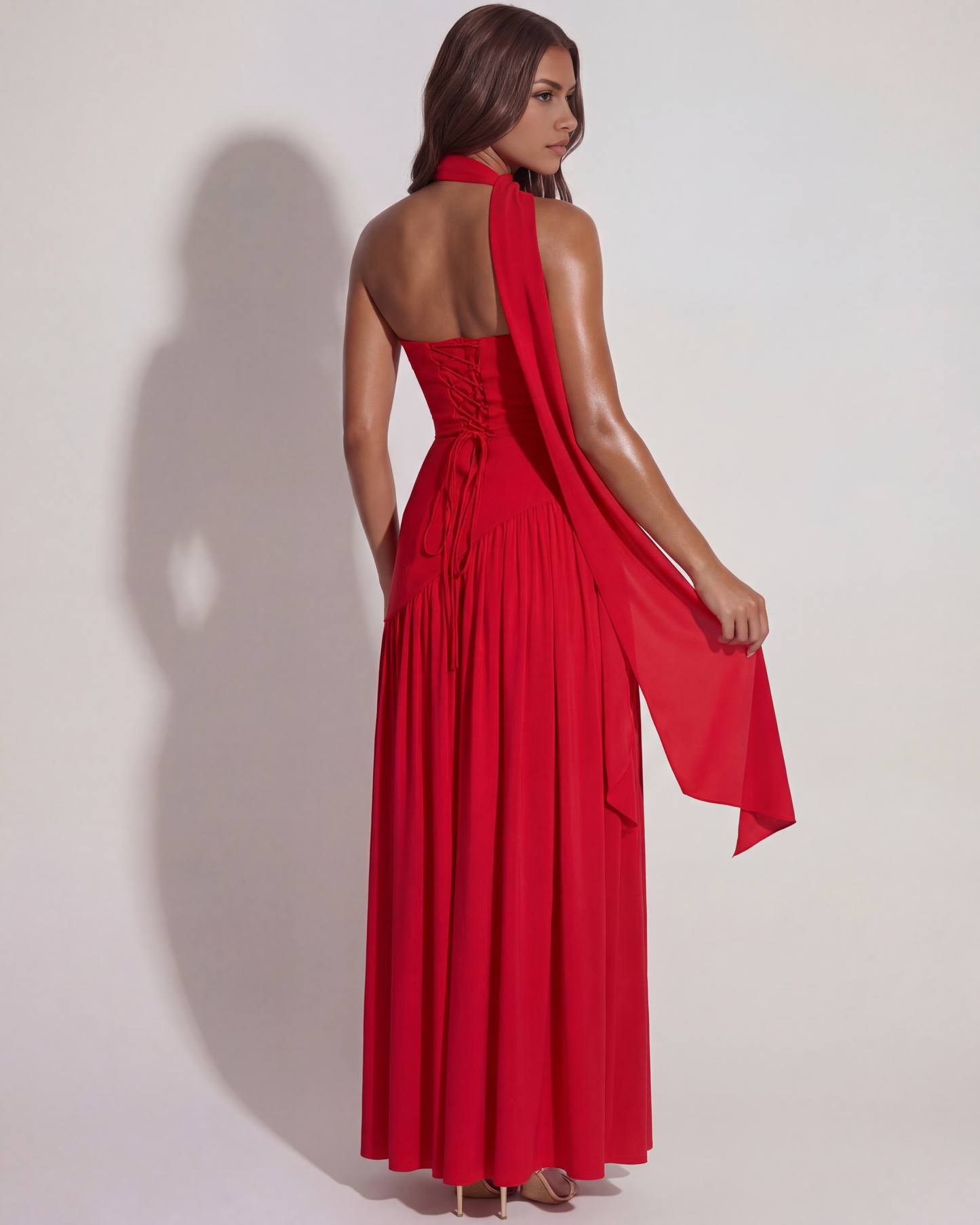 Strapless langes Kleid mit Schlitz