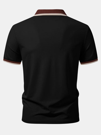 Kontrastbesatz Reißverschluss Polo & Slim Fit Tapered Hose