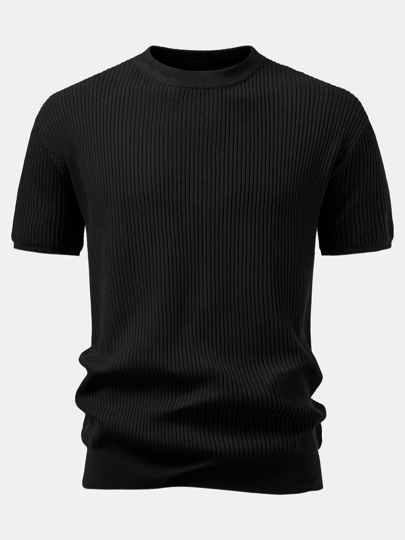Rippstrick Rundhals T-Shirt