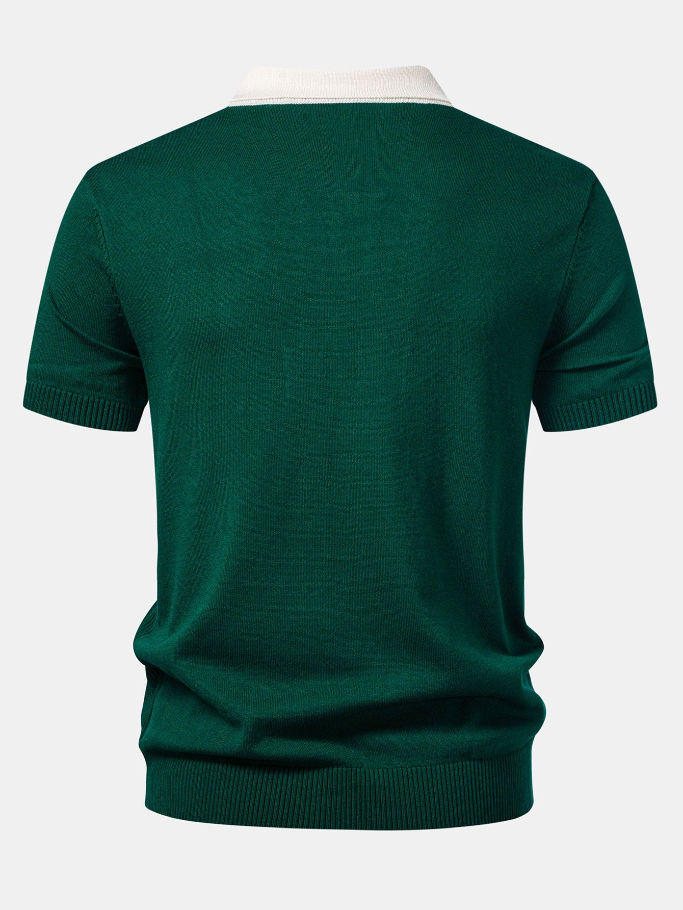 Kontrastgestreiftes Rippstrick-Polo