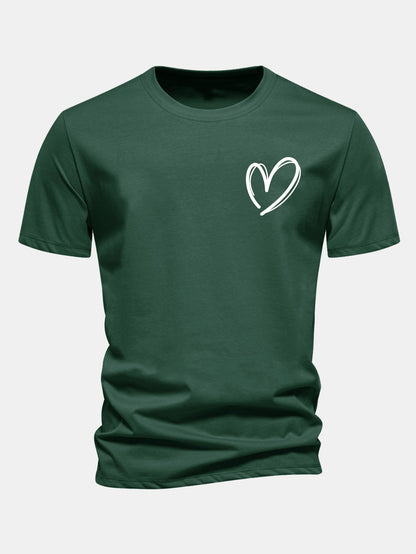 Regulär geschnittenes T-Shirt mit Herzmuster aus Baumwolle
