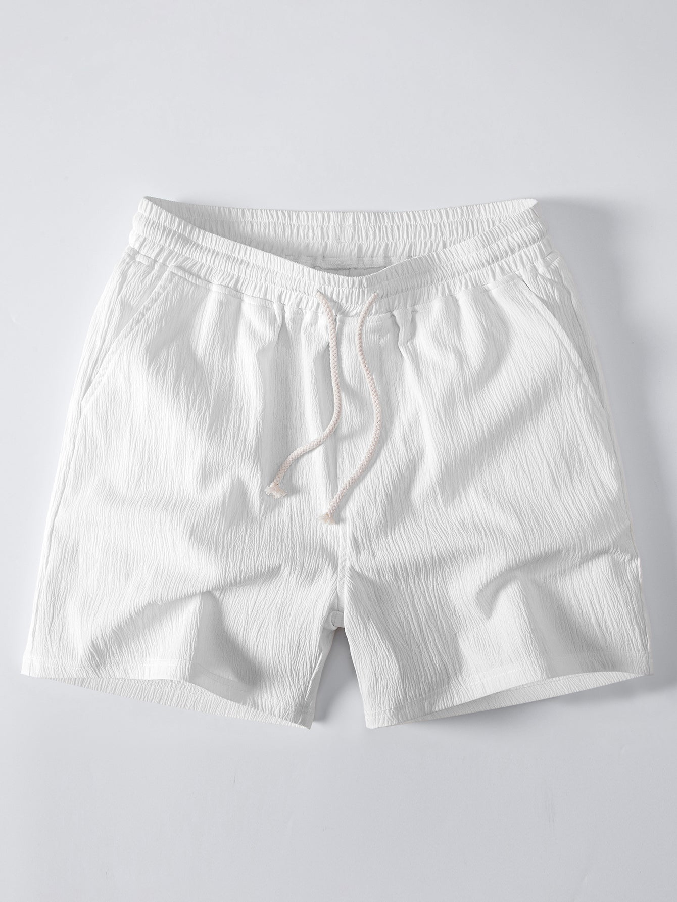 Gekräuselte Texturierte Hemd & Gekräuselte Texturierte Shorts mit Kordelzug (5 Zoll)