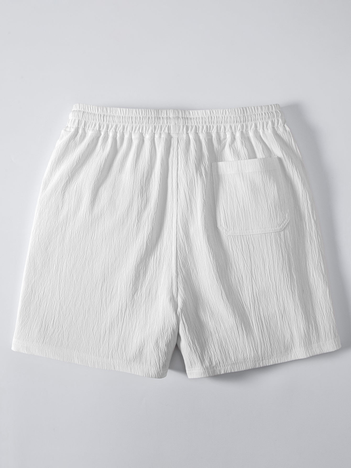 Streifen Offenes Strickshirt & Crinkle Texturierte Drawstring 5" Shorts