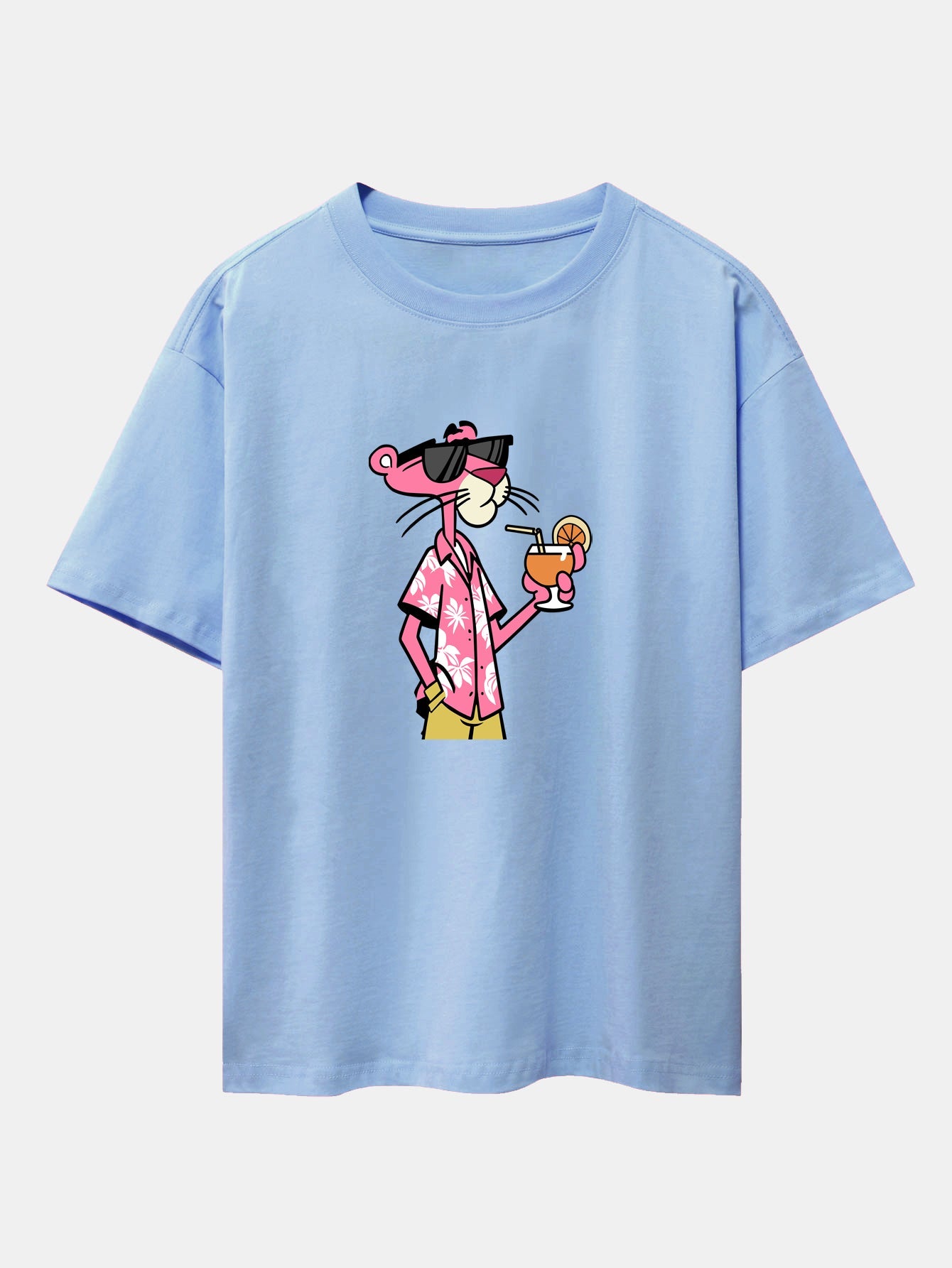 Relaxed Fit Urlaub Pink Panther Print Baumwoll T-Shirt & Corduroy 7" Shorts