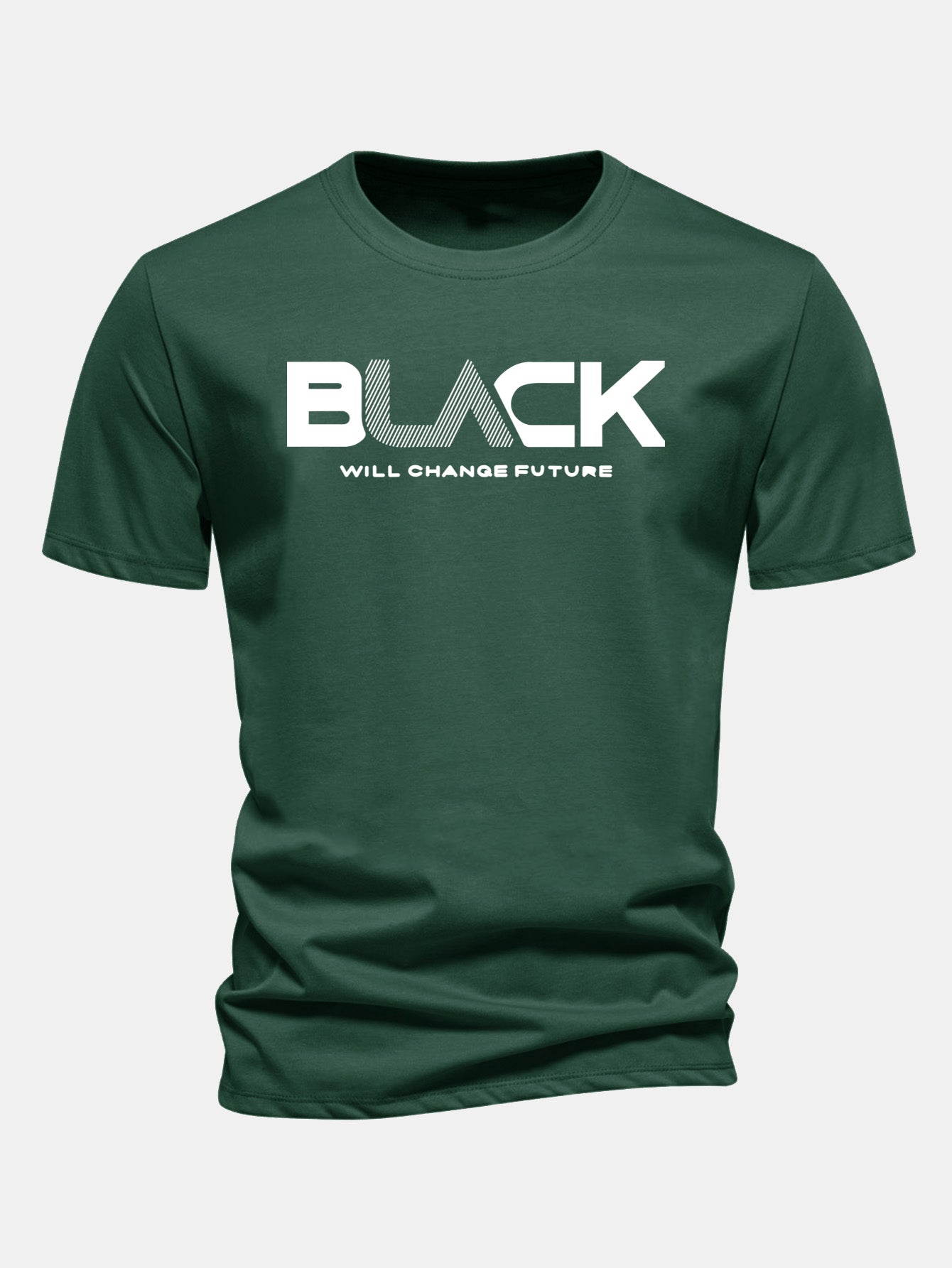 Regulär geschnittenes schwarzes Druck Baumwoll-T-Shirt