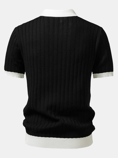 Kontrast Texturiertes Johnny-Kragen Polo & Slim Fit Tapered Hose