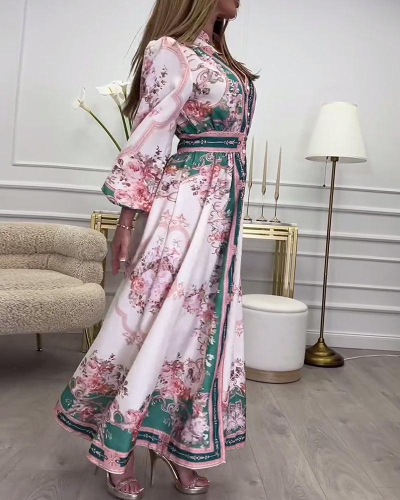 Chic Rosa Langarm-Maxikleid