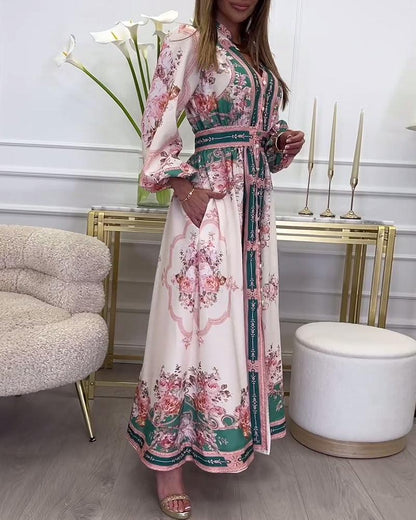 Chic Rosa Langarm-Maxikleid