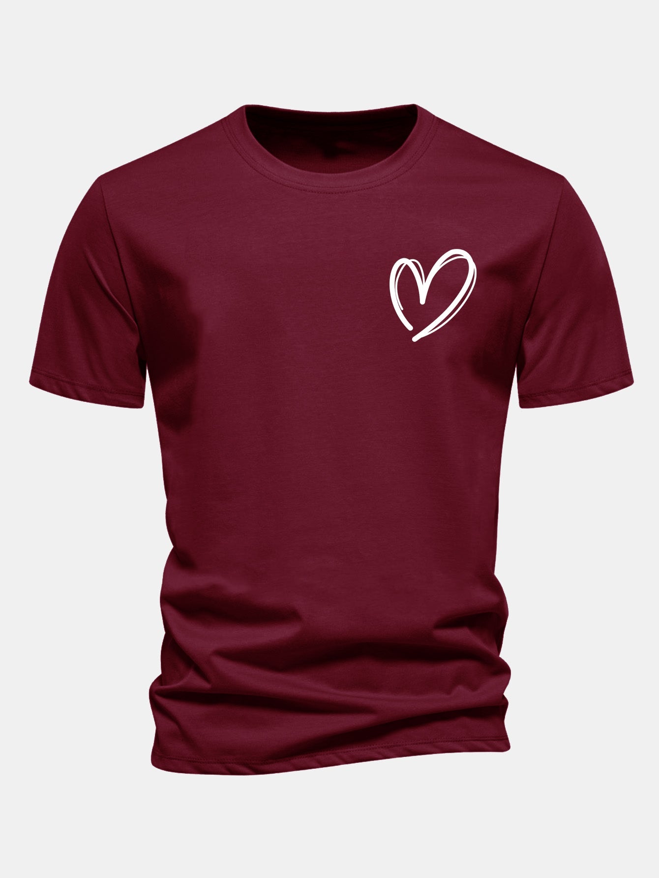 Regulär geschnittenes T-Shirt mit Herzmuster aus Baumwolle