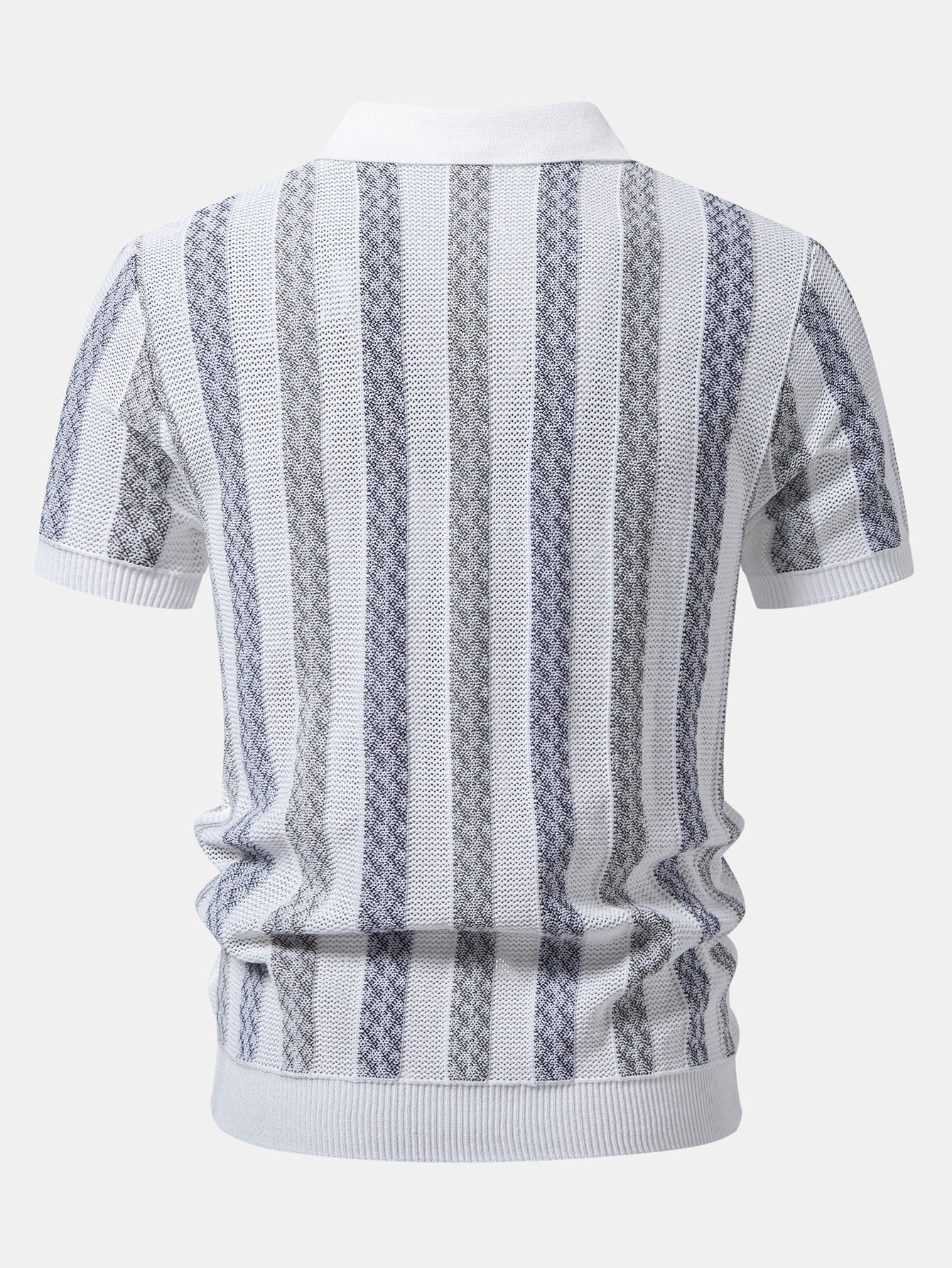 Gestreiftes Texturiertes Strick-Polo & Chino-Shorts mit Elastischem Bund