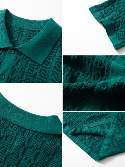 Verdrehtes Jacquard-Strickhemd & Slim Fit Tapered Hose