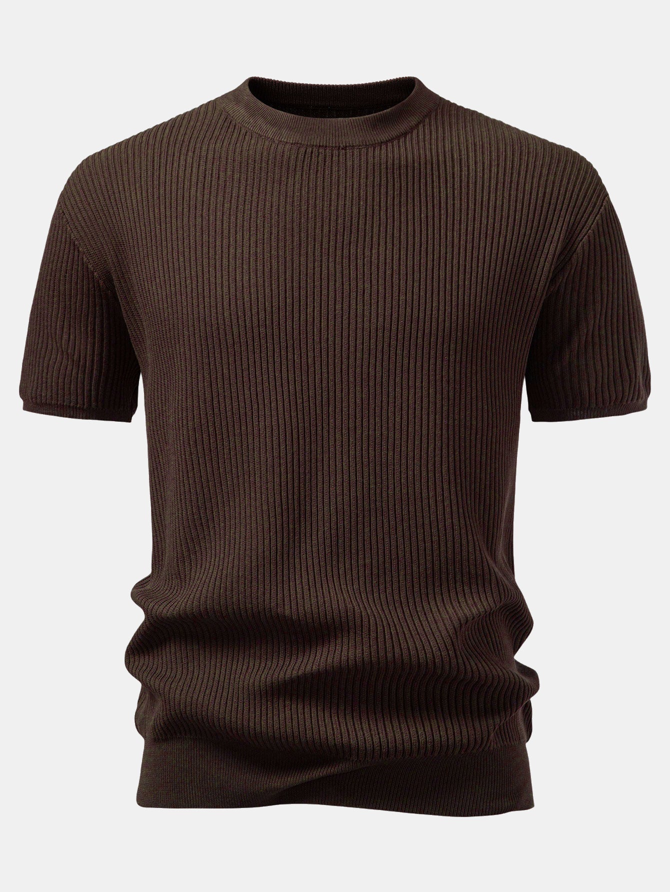 Rippstrick Rundhals T-Shirt