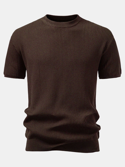 Rippstrick Rundhals T-Shirt