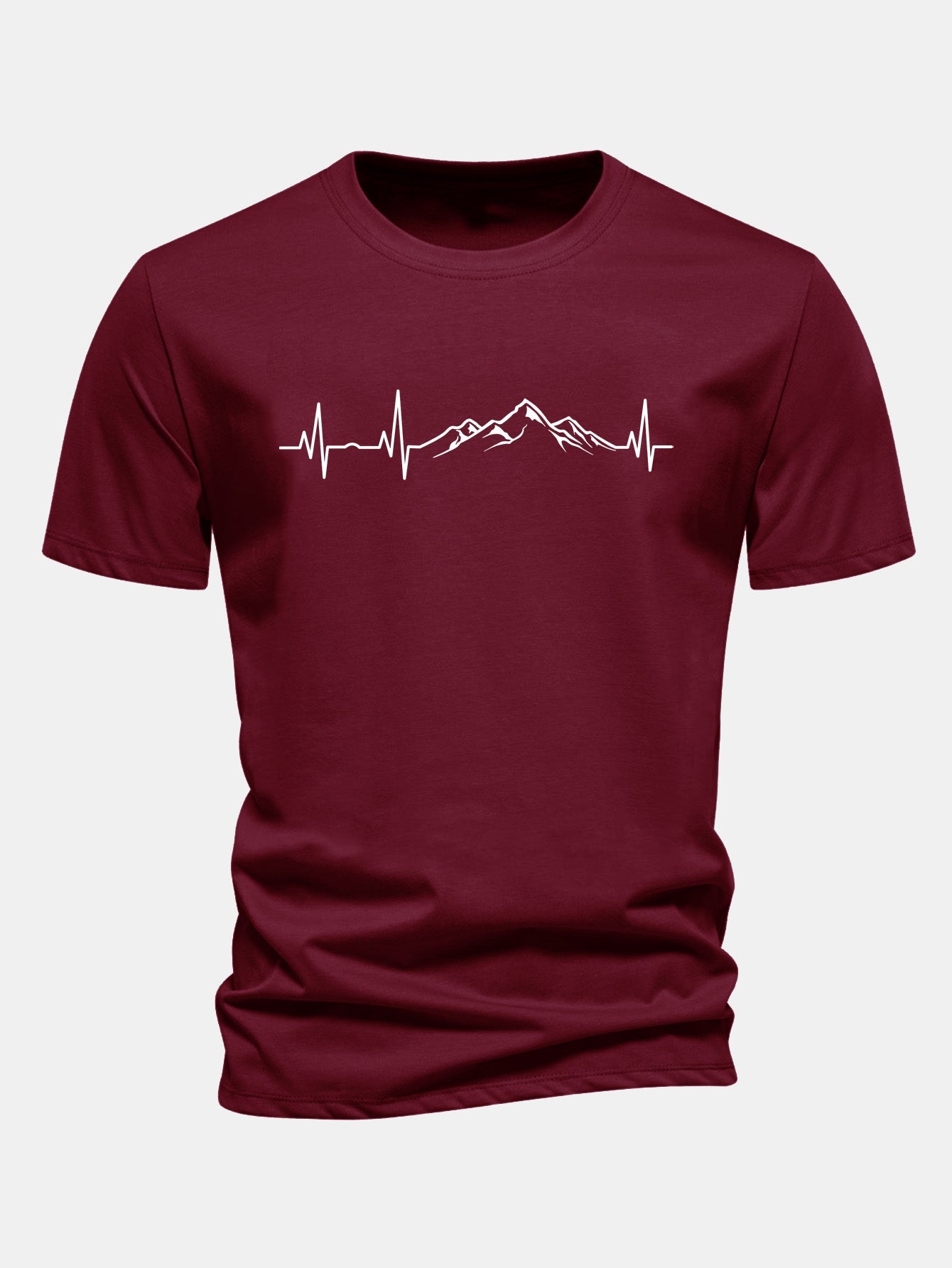 Regulär geschnittenes T-Shirt mit Herzschlag-Mountain-Print aus Baumwolle