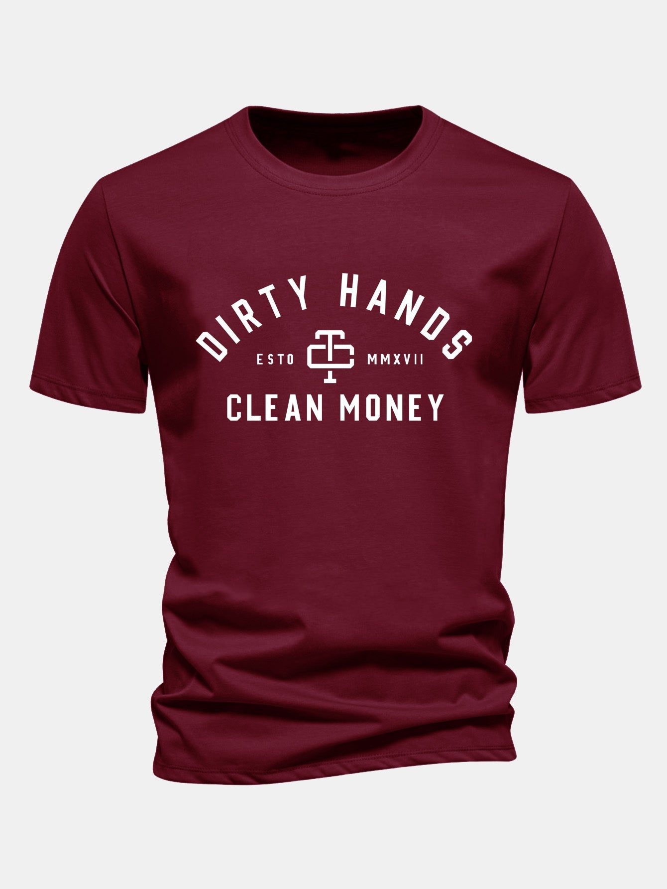 Regulär Passform Dirty Hands Clean Money Druck Baumwoll-T-Shirt