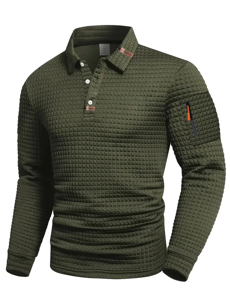Ephraim | Polo-Shirt mit strukturiertem Stoff und Taschenärmel