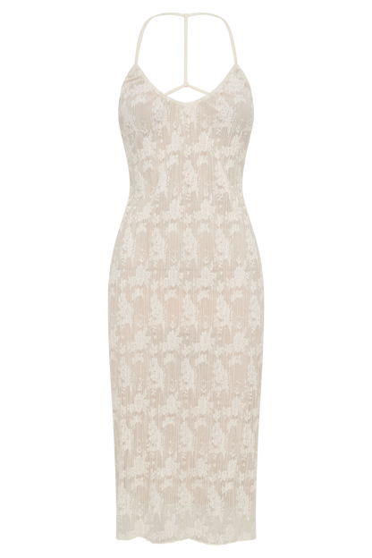 Ambrose Spitzen-Midi-Kleid - Elfenbein