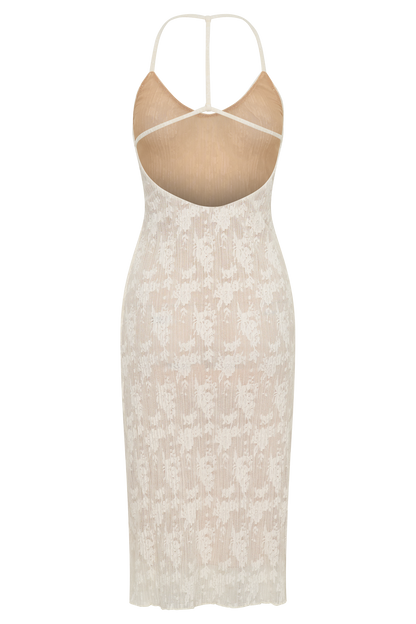 Ambrose Spitzen-Midi-Kleid - Elfenbein